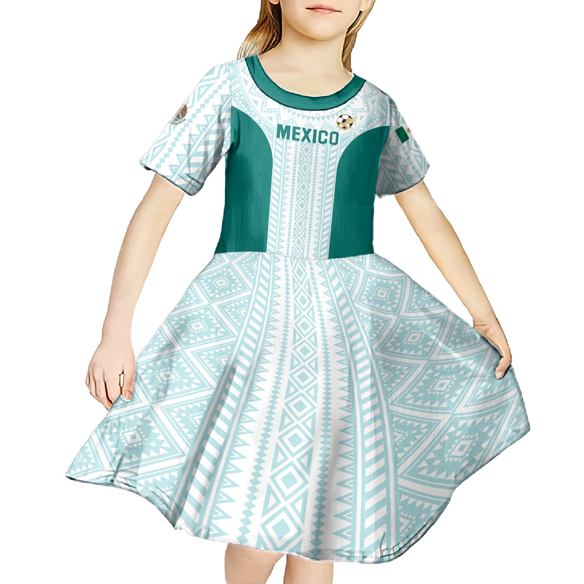 Personalized Mexico 2024 Football Kid Short Sleeve Dress El Tri Special Version - Wonder Print Shop