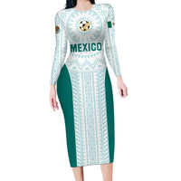Personalized Mexico 2024 Football Long Sleeve Bodycon Dress El Tri Special Version - Wonder Print Shop
