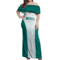 Personalized Mexico 2024 Football Off Shoulder Maxi Dress El Tri Special Version - Wonder Print Shop