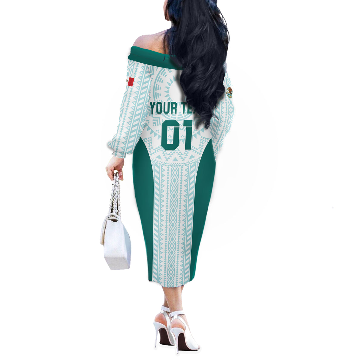 Personalized Mexico 2024 Football Off The Shoulder Long Sleeve Dress El Tri Special Version - Wonder Print Shop