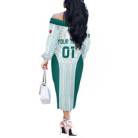Personalized Mexico 2024 Football Off The Shoulder Long Sleeve Dress El Tri Special Version - Wonder Print Shop