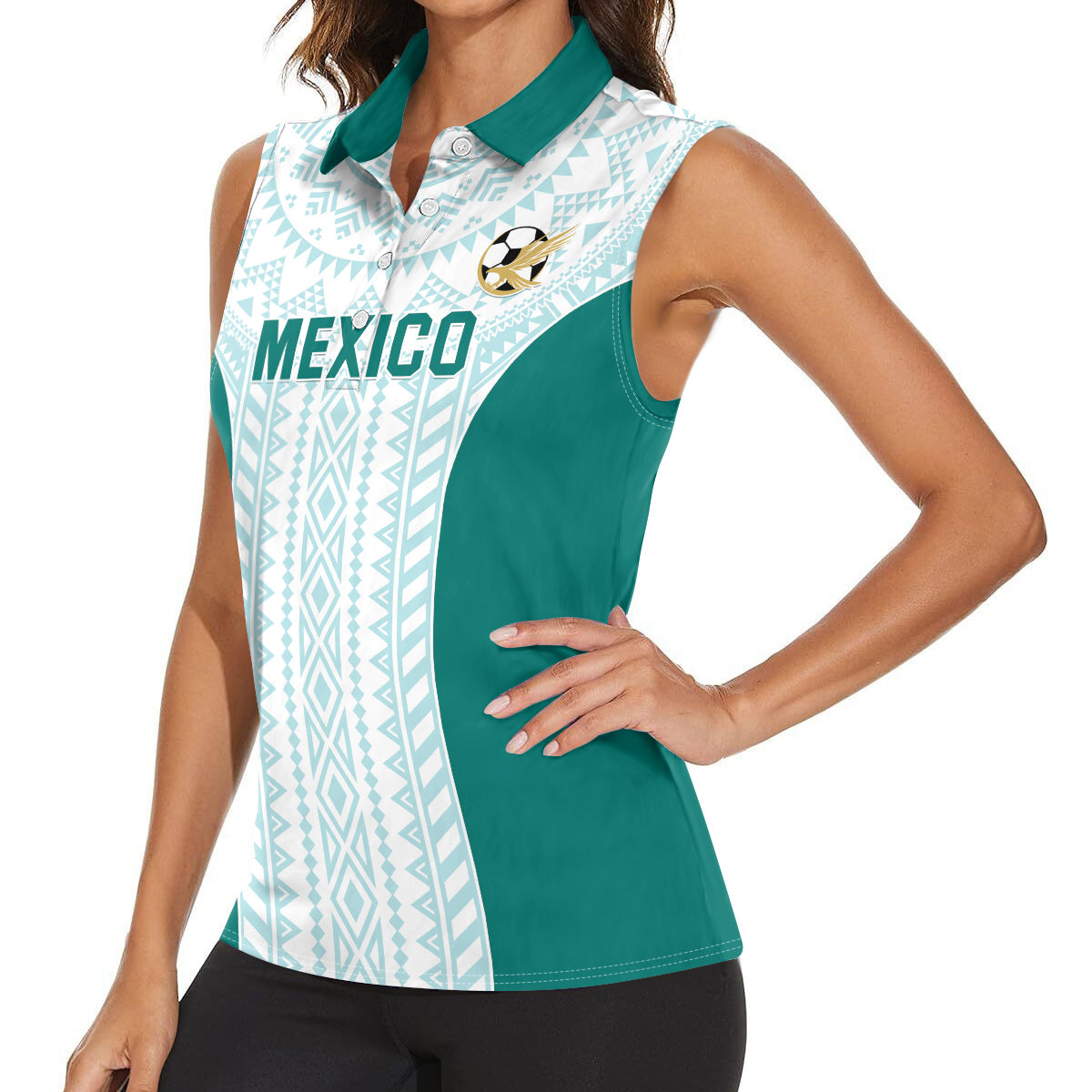 Personalized Mexico 2024 Football Women Sleeveless Polo Shirt El Tri Special Version - Wonder Print Shop