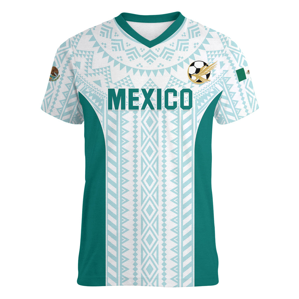 Personalized Mexico 2024 Football Women V-Neck T-Shirt El Tri Special Version - Wonder Print Shop