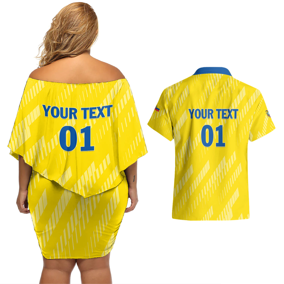Personalized Ecuador 2024 Football Couples Matching Off Shoulder Short Dress and Hawaiian Shirt Come On La Tri - Wonder Print Shop