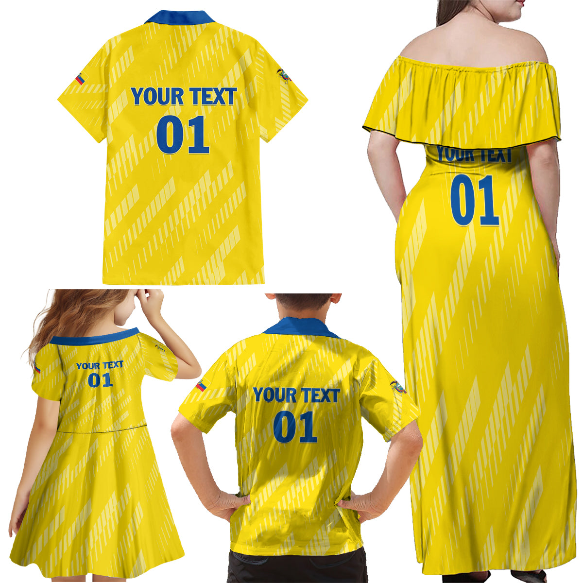 Personalized Ecuador 2024 Football Family Matching Off Shoulder Maxi Dress and Hawaiian Shirt Come On La Tri - Wonder Print Shop