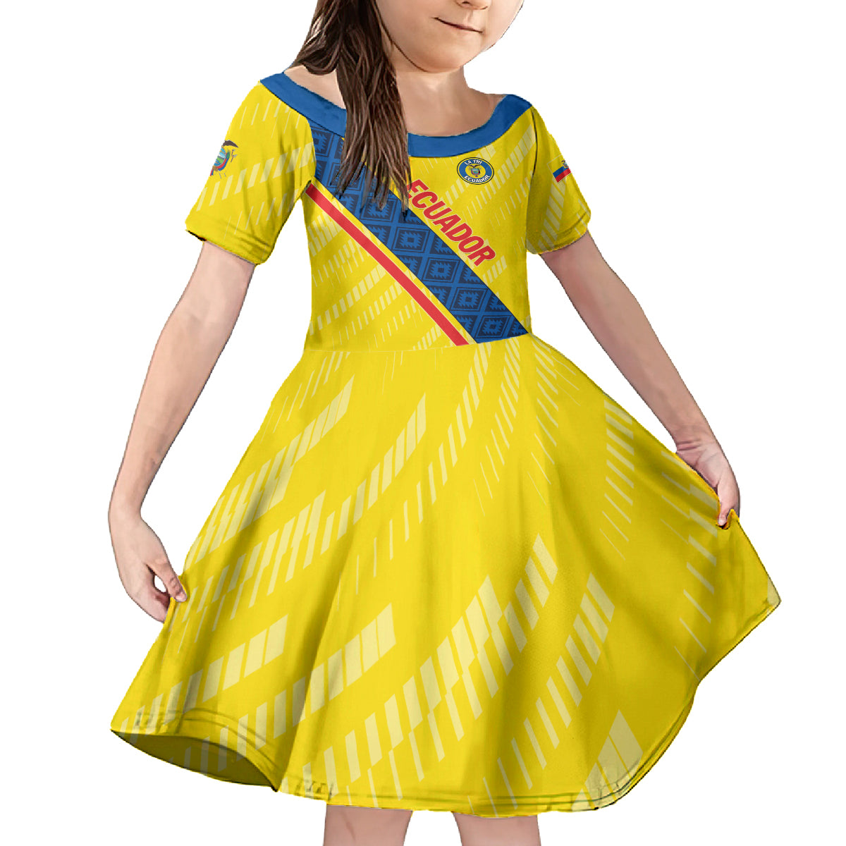 Personalized Ecuador 2024 Football Family Matching Off Shoulder Short Dress and Hawaiian Shirt Come On La Tri - Wonder Print Shop