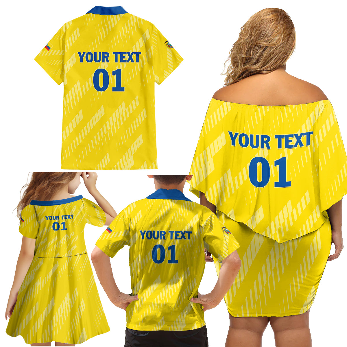 Personalized Ecuador 2024 Football Family Matching Off Shoulder Short Dress and Hawaiian Shirt Come On La Tri - Wonder Print Shop