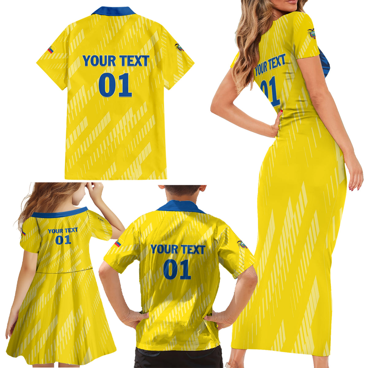 Personalized Ecuador 2024 Football Family Matching Short Sleeve Bodycon Dress and Hawaiian Shirt Come On La Tri - Wonder Print Shop