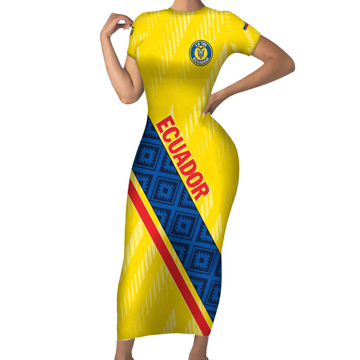 Personalized Ecuador 2024 Football Family Matching Short Sleeve Bodycon Dress and Hawaiian Shirt Come On La Tri - Wonder Print Shop