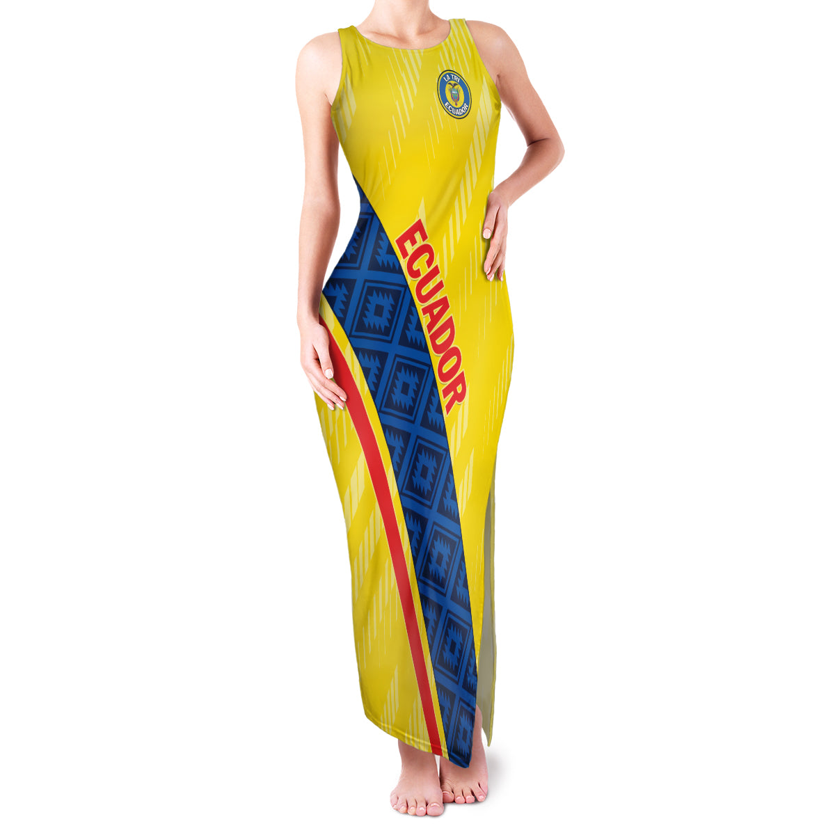 Personalized Ecuador 2024 Football Family Matching Tank Maxi Dress and Hawaiian Shirt Come On La Tri - Wonder Print Shop