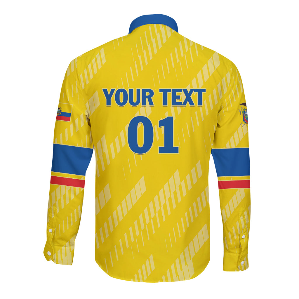 Personalized Ecuador 2024 Football Long Sleeve Button Shirt Come On La Tri - Wonder Print Shop
