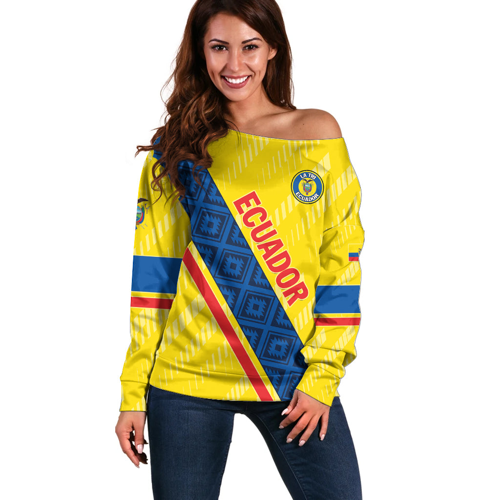 Personalized Ecuador 2024 Football Off Shoulder Sweater Come On La Tri