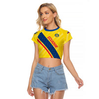 Personalized Ecuador 2024 Football Raglan Cropped T Shirt Come On La Tri - Wonder Print Shop