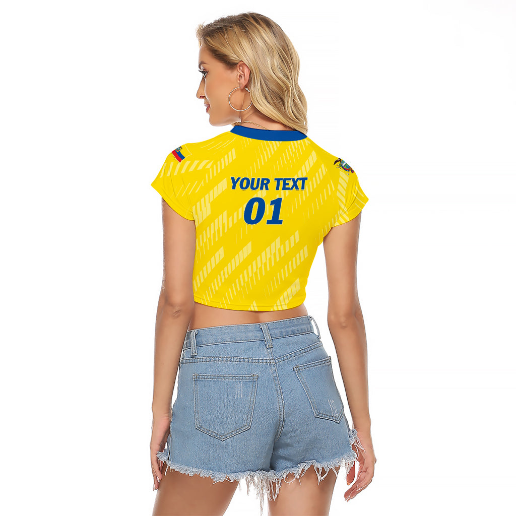 Personalized Ecuador 2024 Football Raglan Cropped T Shirt Come On La Tri - Wonder Print Shop