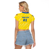 Personalized Ecuador 2024 Football Raglan Cropped T Shirt Come On La Tri - Wonder Print Shop