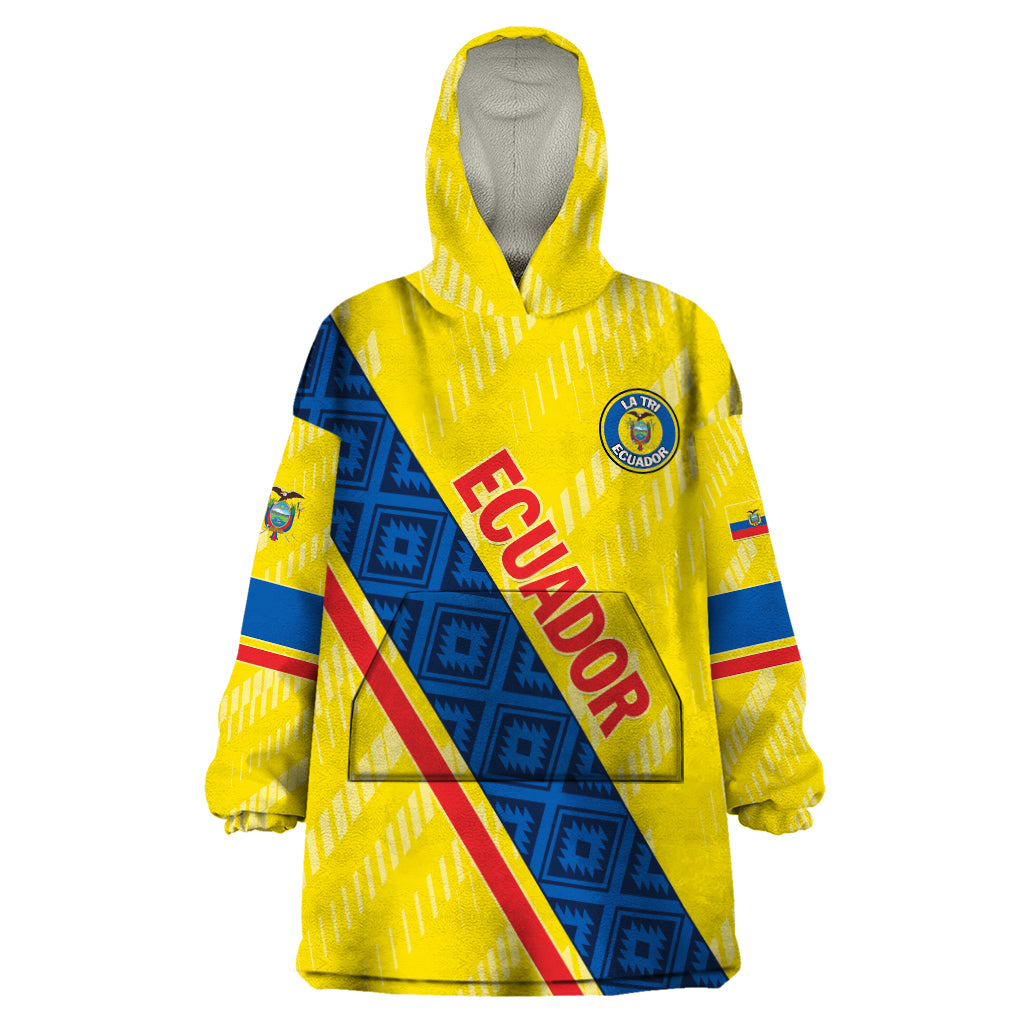 Personalized Ecuador 2024 Football Wearable Blanket Hoodie Come On La Tri - Wonder Print Shop
