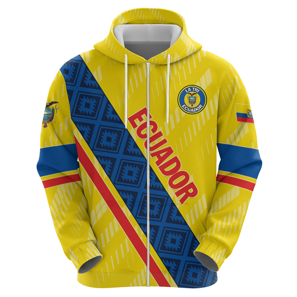 Personalized Ecuador 2024 Football Zip Hoodie Come On La Tri - Wonder Print Shop