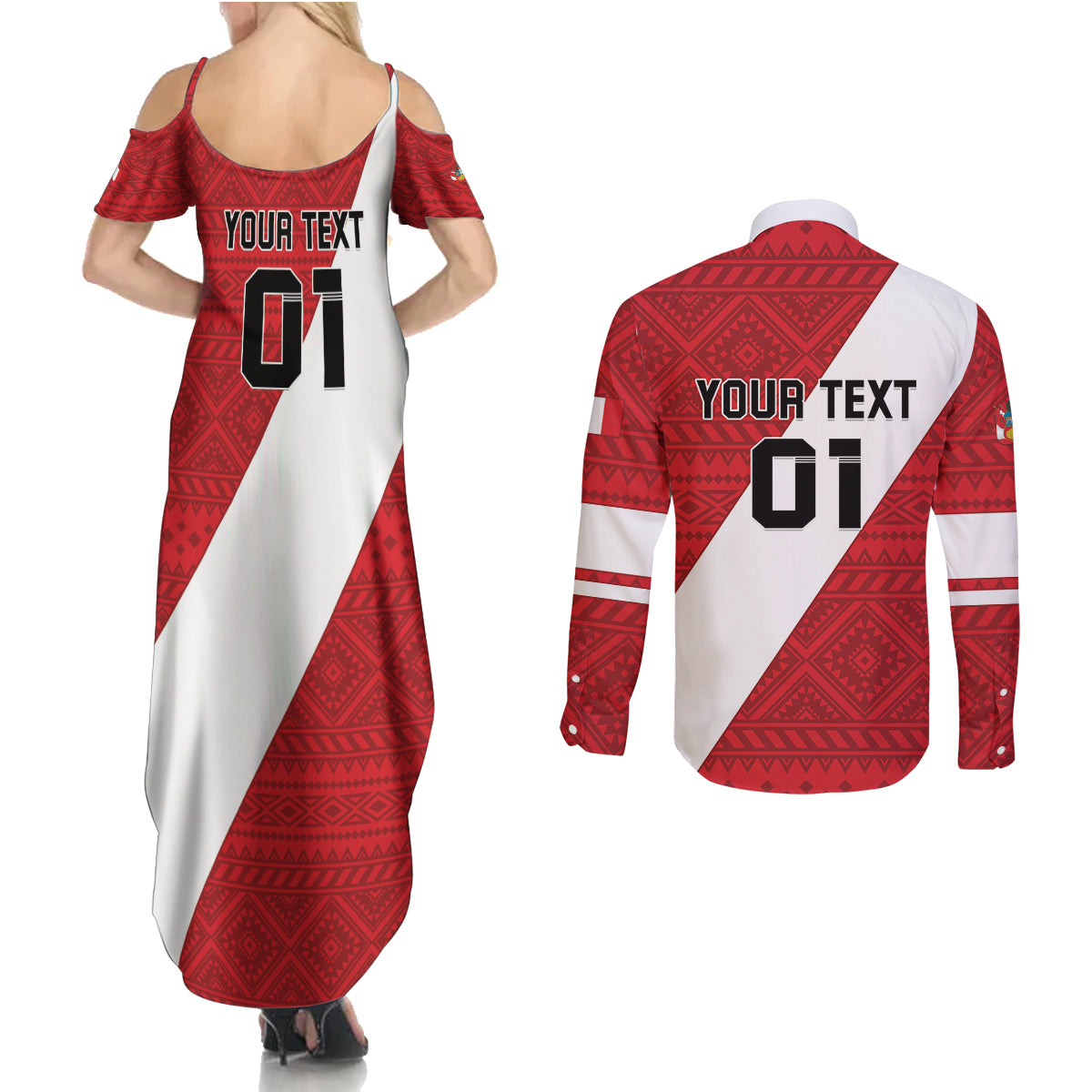 Personalized Peru 2024 Football Couples Matching Summer Maxi Dress and Long Sleeve Button Shirt Come On La Bicolor - Wonder Print Shop
