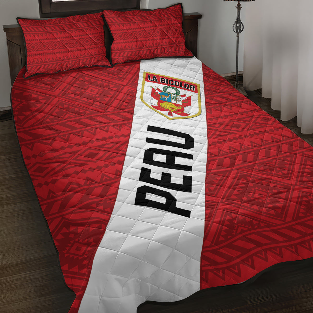 Peru 2024 Football Quilt Bed Set Come On La Bicolor