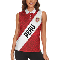 Personalized Peru 2024 Football Women Sleeveless Polo Shirt Come On La Bicolor - Wonder Print Shop