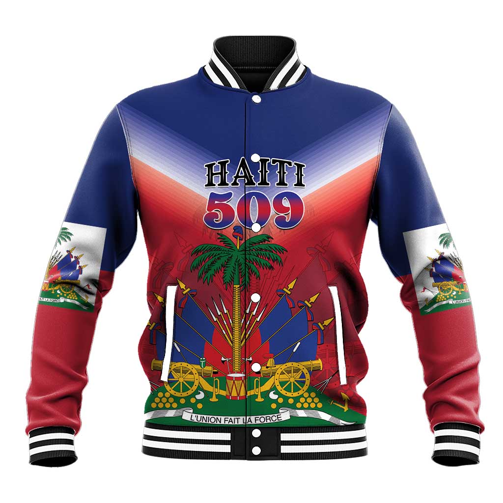 Personalized Haiti 509 Baseball Jacket Repiblik d Ayiti
