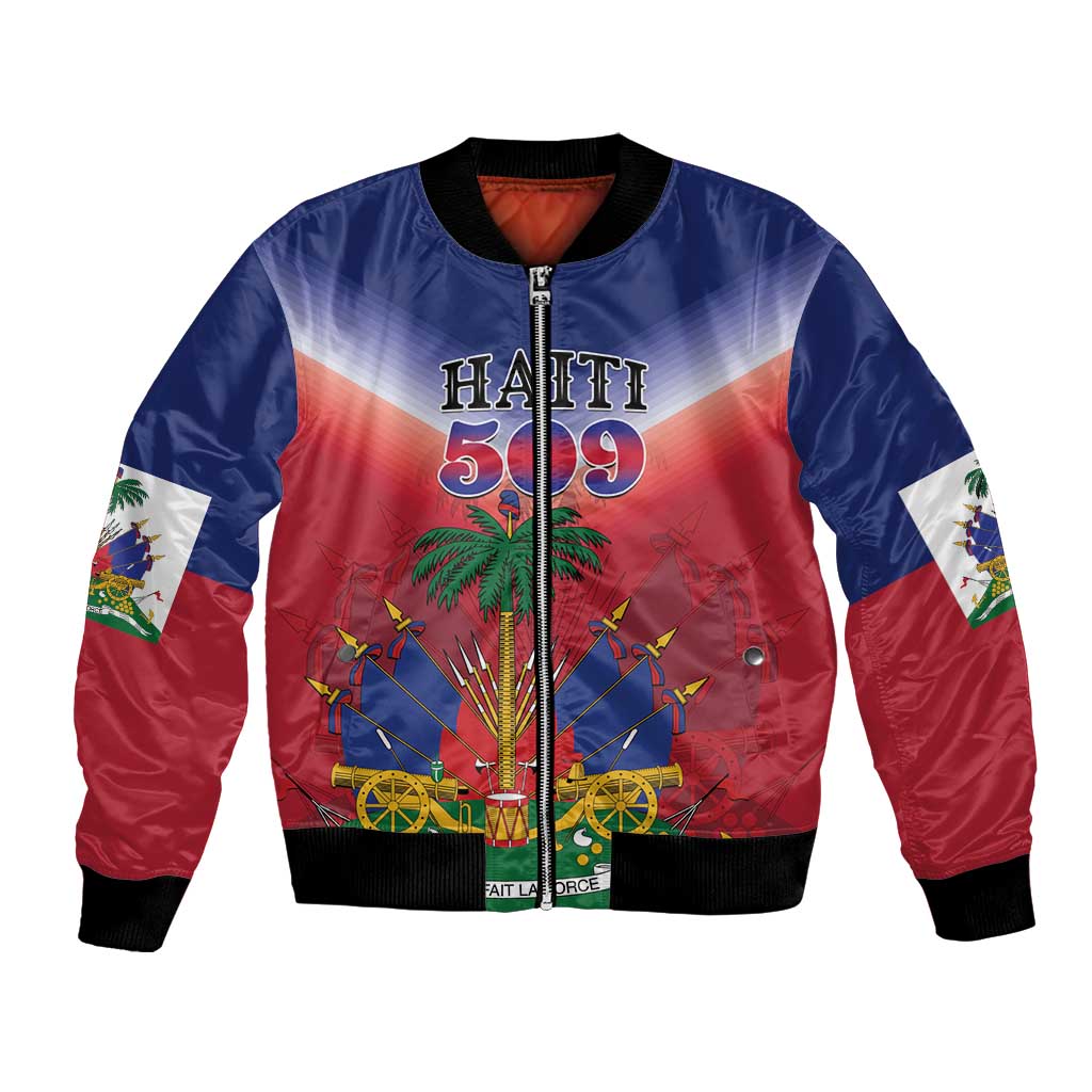 Personalized Haiti 509 Bomber Jacket Repiblik d Ayiti