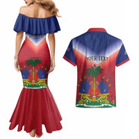 Personalized Haiti 509 Couples Matching Mermaid Dress and Hawaiian Shirt Repiblik d Ayiti