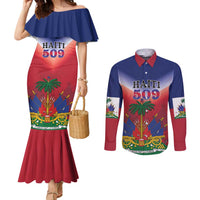 Personalized Haiti 509 Couples Matching Mermaid Dress and Long Sleeve Button Shirt Repiblik d Ayiti