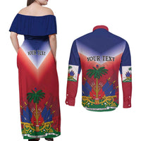 Personalized Haiti 509 Couples Matching Off Shoulder Maxi Dress and Long Sleeve Button Shirt Repiblik d Ayiti