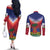 Personalized Haiti 509 Couples Matching Off The Shoulder Long Sleeve Dress and Long Sleeve Button Shirt Repiblik d Ayiti