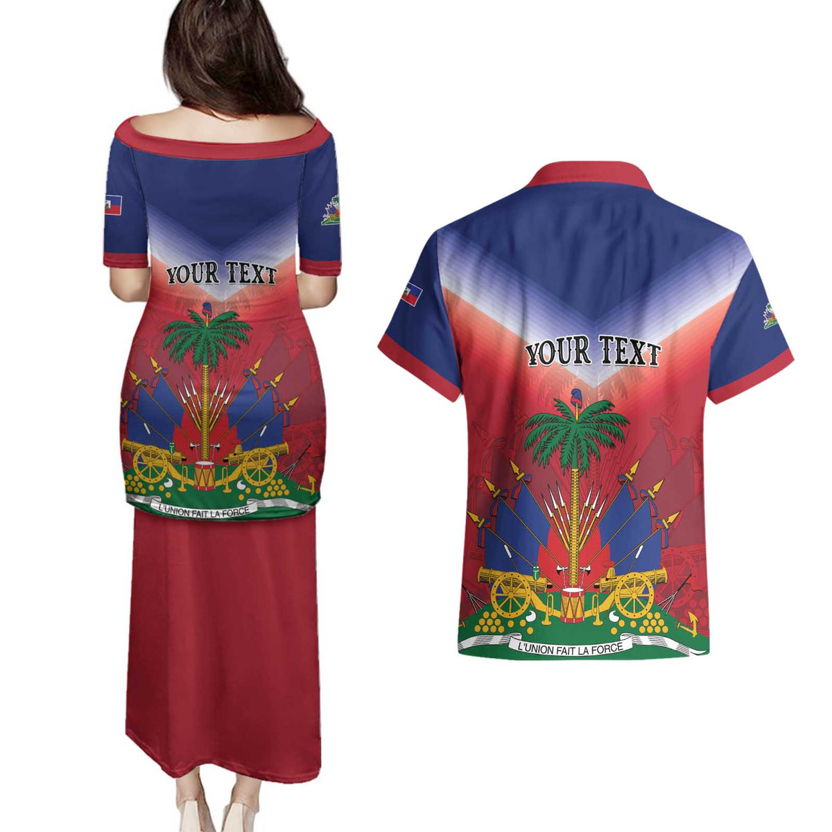 Personalized Haiti 509 Couples Matching Puletasi and Hawaiian Shirt Repiblik d Ayiti