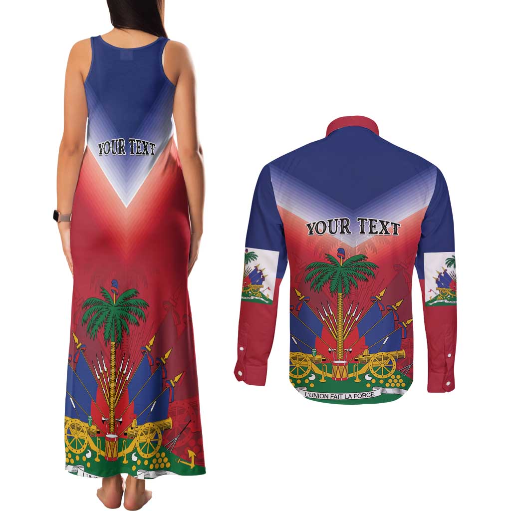 Personalized Haiti 509 Couples Matching Tank Maxi Dress and Long Sleeve Button Shirt Repiblik d Ayiti