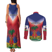 Personalized Haiti 509 Couples Matching Tank Maxi Dress and Long Sleeve Button Shirt Repiblik d Ayiti