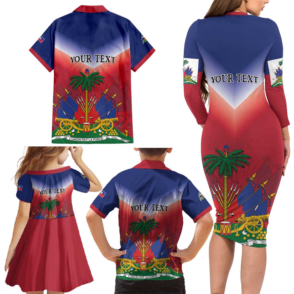 Personalized Haiti 509 Family Matching Long Sleeve Bodycon Dress and Hawaiian Shirt Repiblik d Ayiti