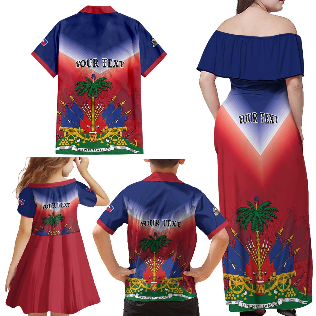 Personalized Haiti 509 Family Matching Off Shoulder Maxi Dress and Hawaiian Shirt Repiblik d Ayiti