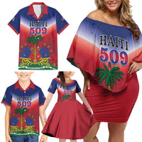 Personalized Haiti 509 Family Matching Off Shoulder Short Dress and Hawaiian Shirt Repiblik d Ayiti