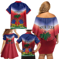 Personalized Haiti 509 Family Matching Off Shoulder Short Dress and Hawaiian Shirt Repiblik d Ayiti