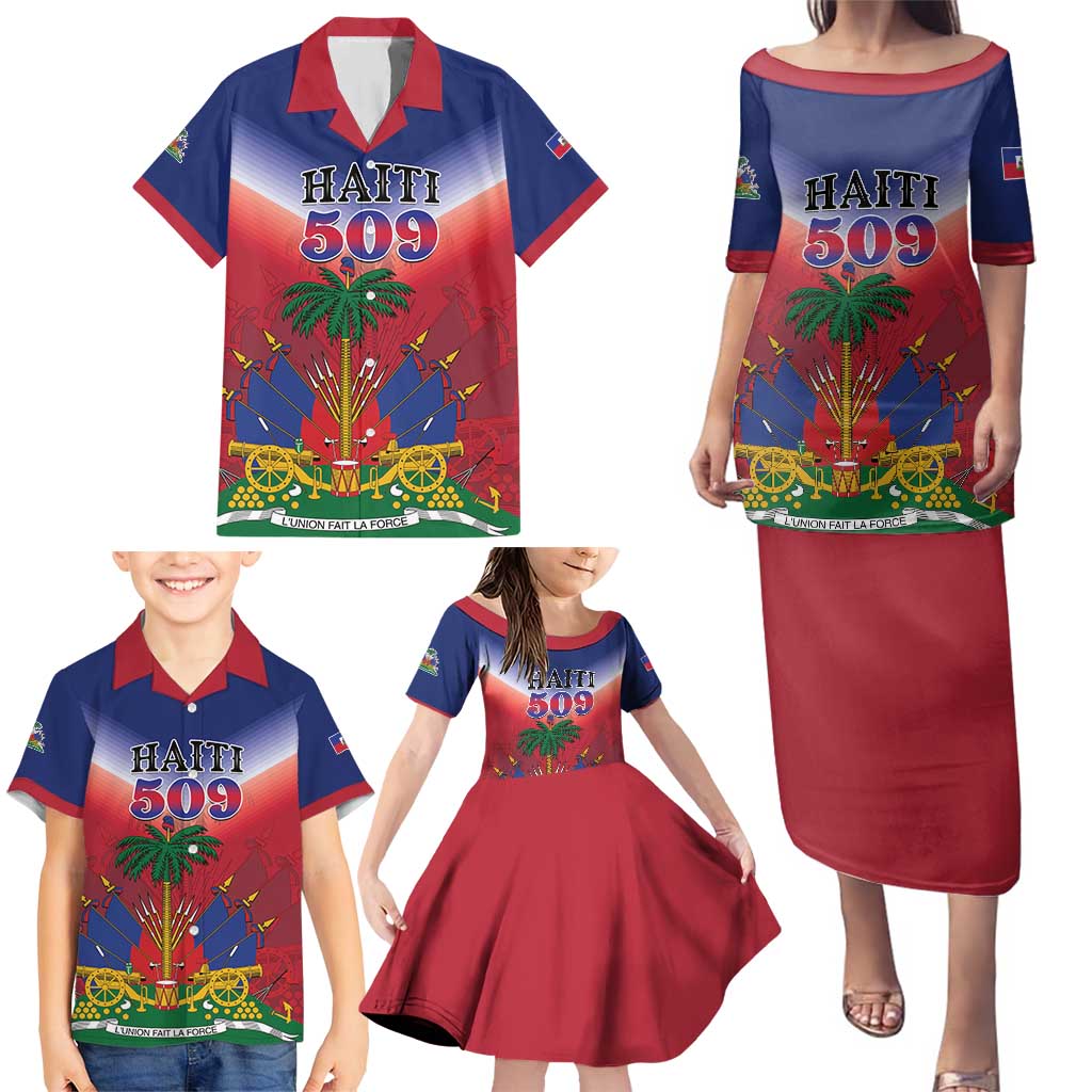 Personalized Haiti 509 Family Matching Puletasi and Hawaiian Shirt Repiblik d Ayiti