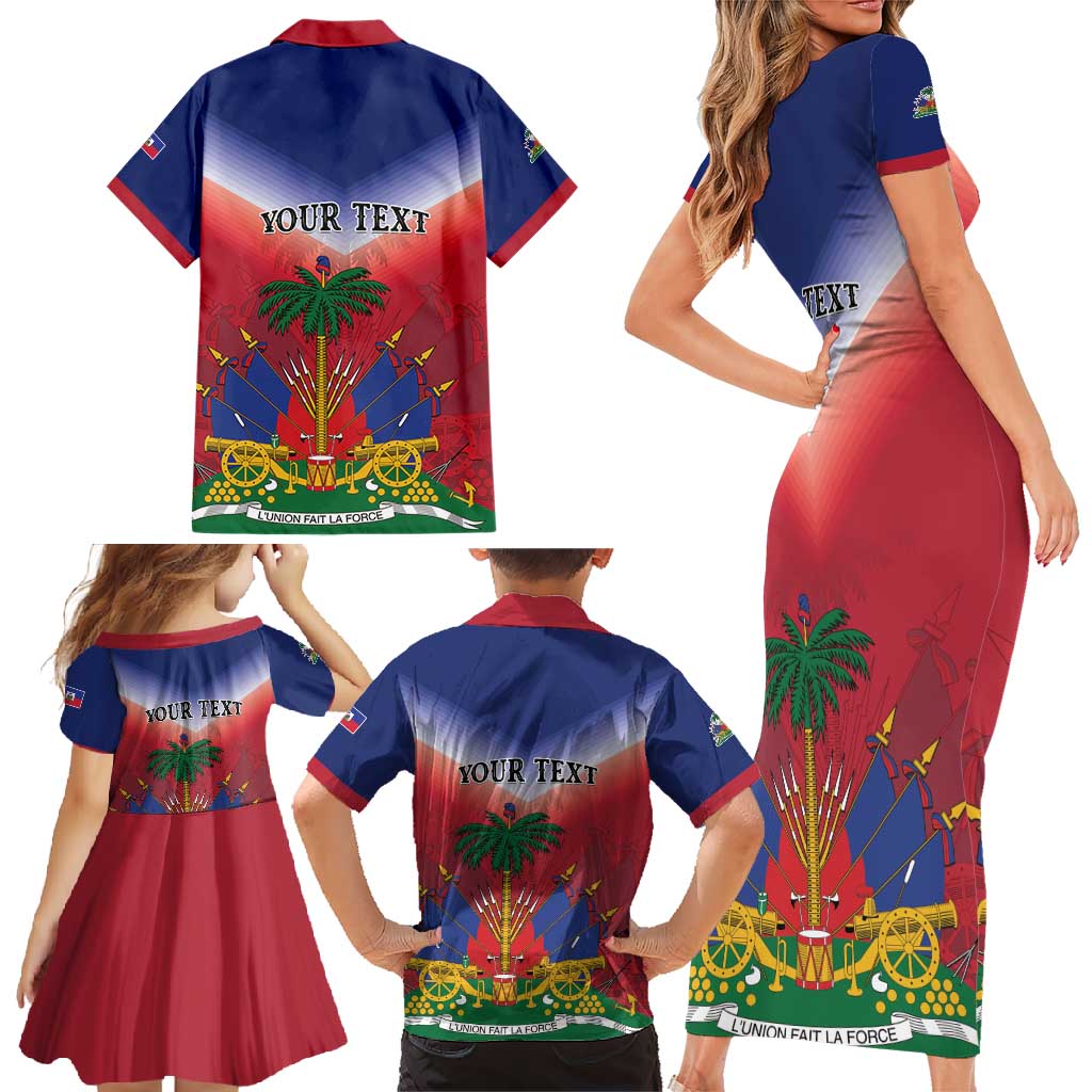 Personalized Haiti 509 Family Matching Short Sleeve Bodycon Dress and Hawaiian Shirt Repiblik d Ayiti
