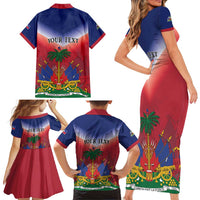Personalized Haiti 509 Family Matching Short Sleeve Bodycon Dress and Hawaiian Shirt Repiblik d Ayiti
