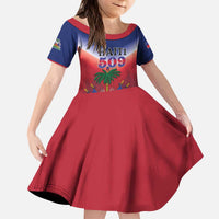 Personalized Haiti 509 Kid Short Sleeve Dress Repiblik d Ayiti