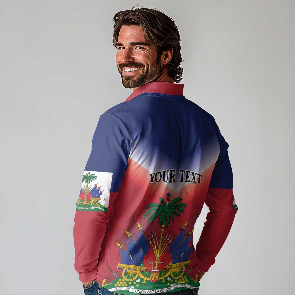 Personalized Haiti 509 Long Sleeve Polo Shirt Repiblik d Ayiti