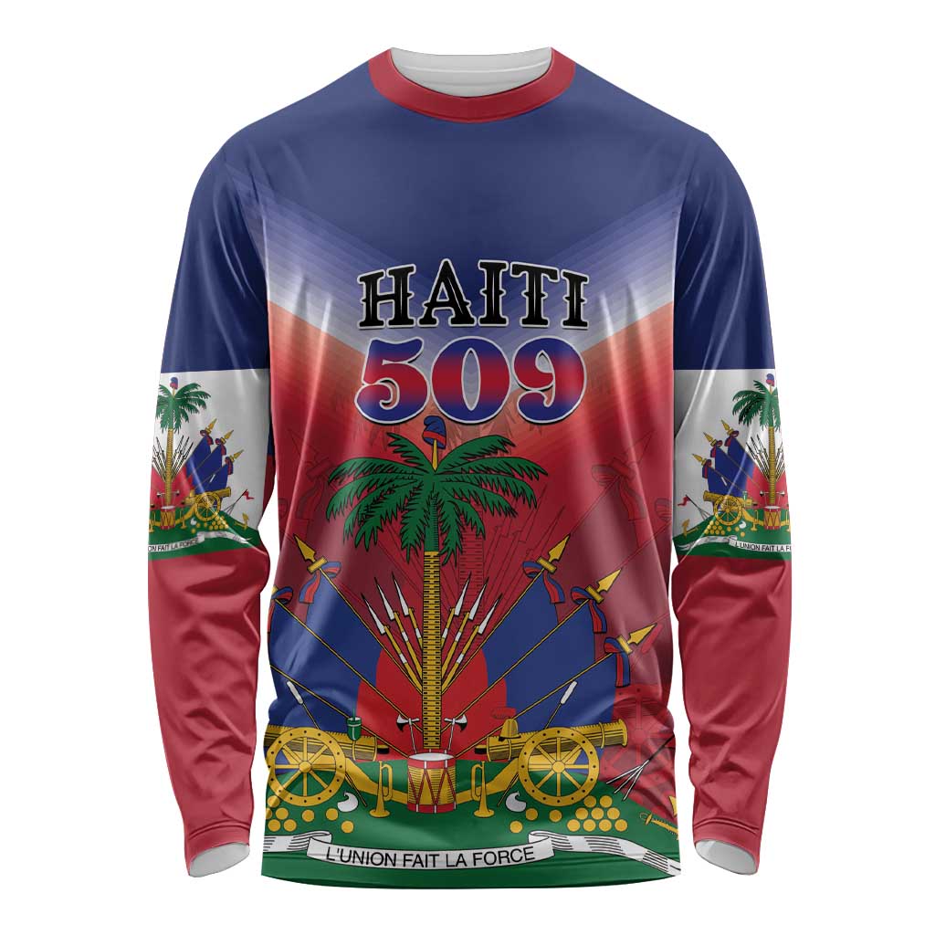 Personalized Haiti 509 Long Sleeve Shirt Repiblik d Ayiti
