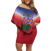 Personalized Haiti 509 Off Shoulder Short Dress Repiblik d Ayiti