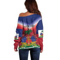 Personalized Haiti 509 Off Shoulder Sweater Repiblik d Ayiti