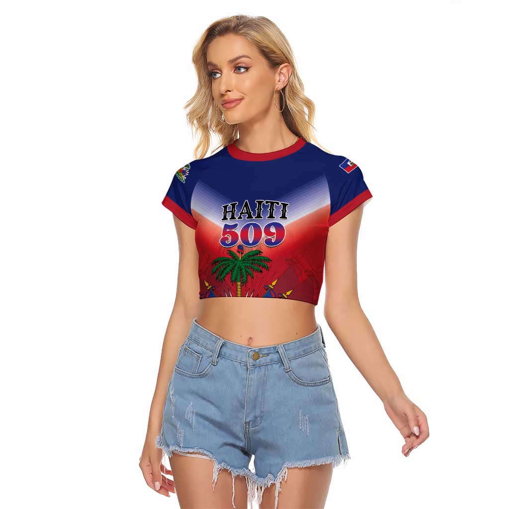 Personalized Haiti 509 Raglan Cropped T Shirt Repiblik d Ayiti
