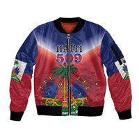 Personalized Haiti 509 Sleeve Zip Bomber Jacket Repiblik d Ayiti
