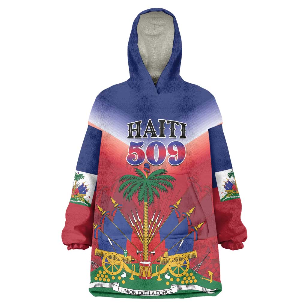 Personalized Haiti 509 Wearable Blanket Hoodie Repiblik d Ayiti