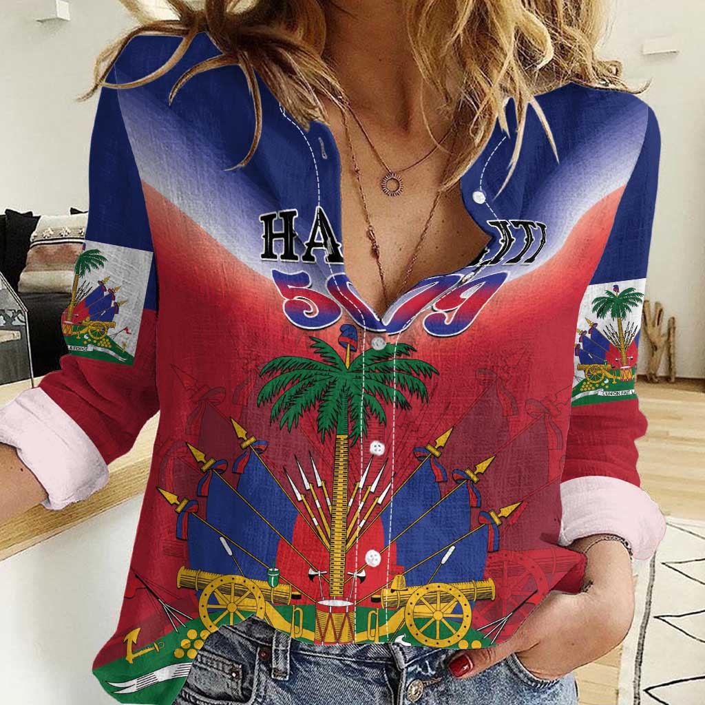 Personalized Haiti 509 Women Casual Shirt Repiblik d Ayiti