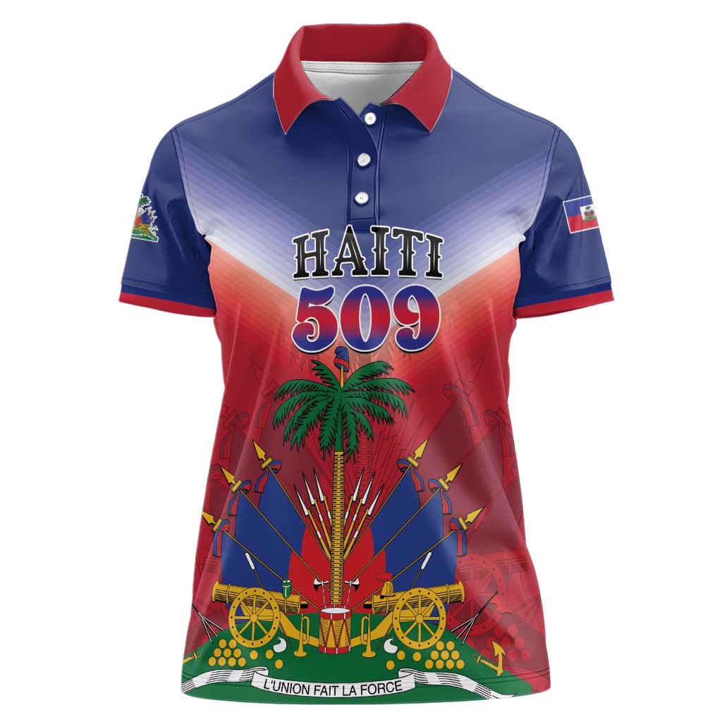 Personalized Haiti 509 Women Polo Shirt Repiblik d Ayiti